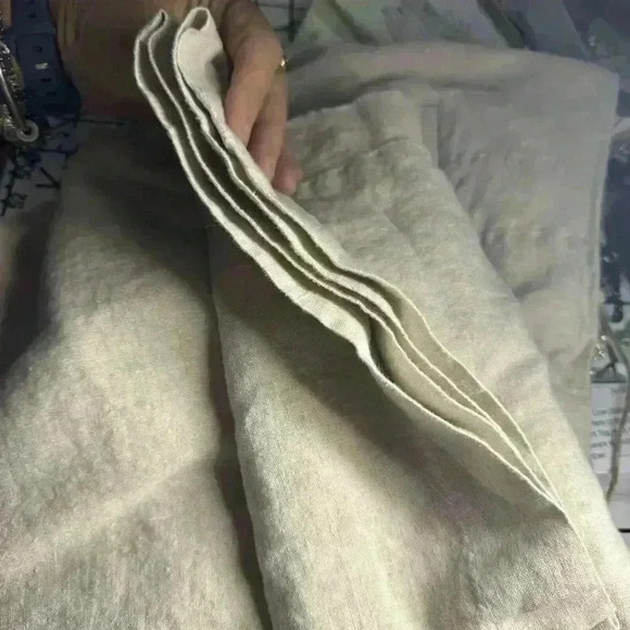 Talbots Womens 10 100% Linen High Rise Pants Wide leg Side Button Light Beige - Picture 11 of 12